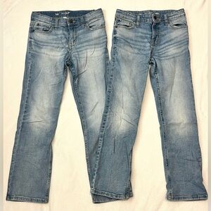 Cat & Jack (2 Pairs) Light Blue Straight Jeans Size 12 Adjustable Waistband